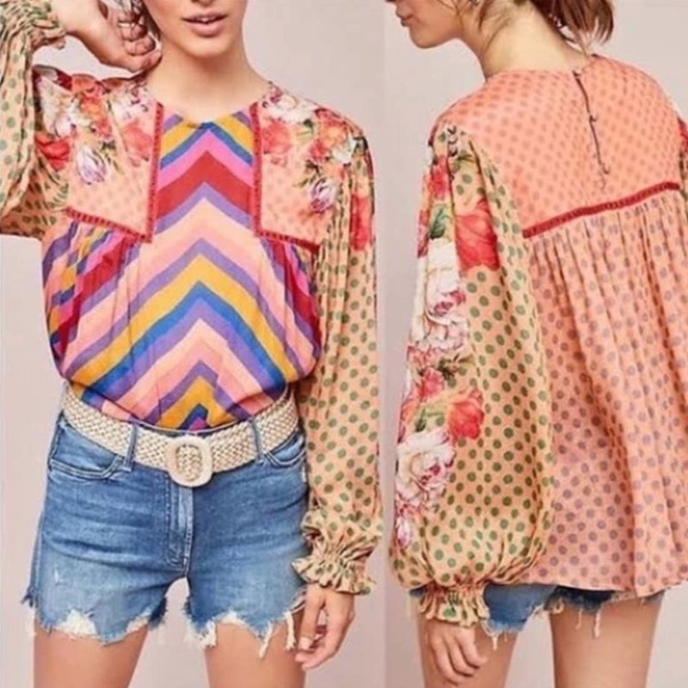 •SOLD• anthropologie bl-nk miranda peasant top